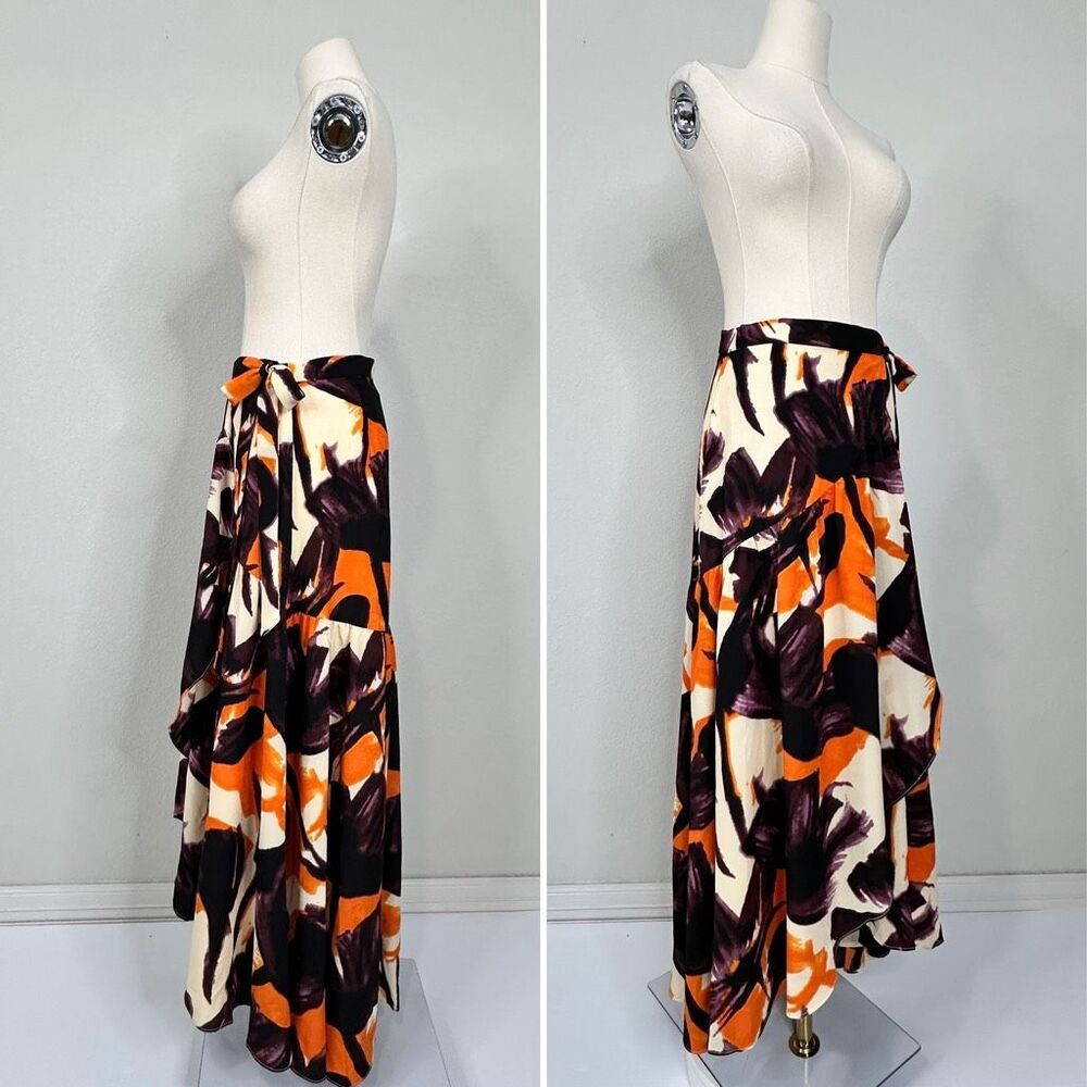 NWT Anthropologie Hutch Floral Wrap Midi Skirt S High Low Ruffle Boho Romantic - Picture 9 of 13